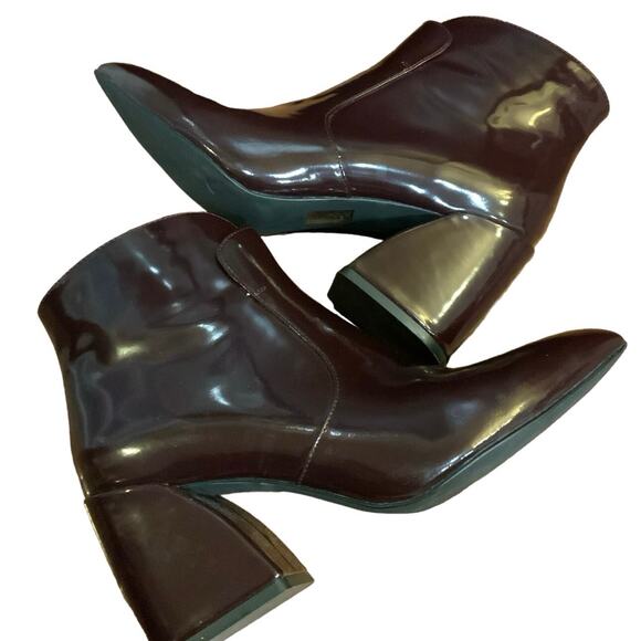Jeffrey Campbell Ankle Booties Sz.8 Plum Block Heel patent leather Shine VGUC - Picture 12 of 15